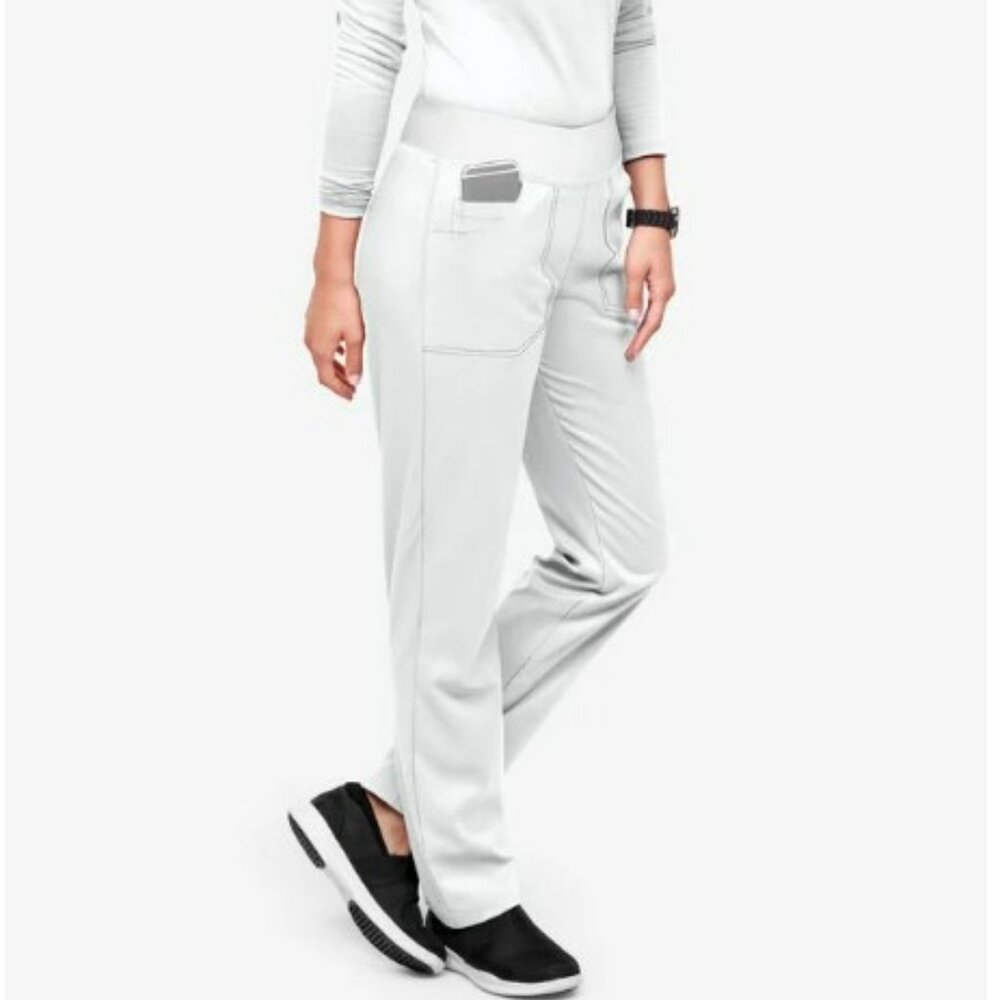 NWT UA Flex2 White S Petite Women's 3 Pct Straight Leg Yoga STRETCH Scrub Pants